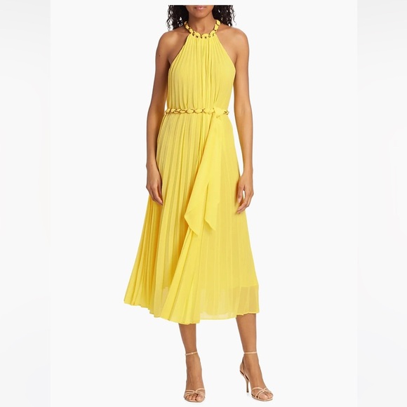 Zimmermann Sunray Yellow Pleated Halter Midi Dress | 1 4/6 - Picture 1 of 8